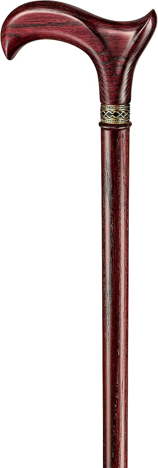 Fashionable Handmade Oak Walking Stick with Ergonomic Grip - 33" Long
