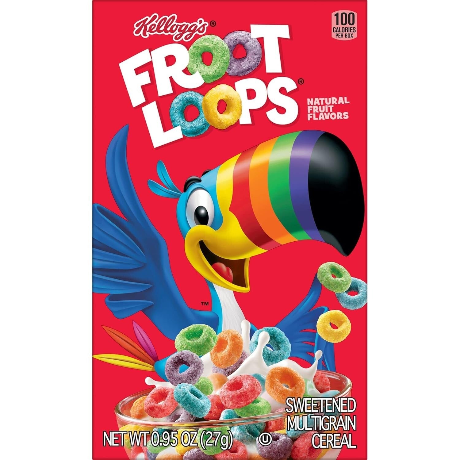 Kellogg's Original Breakfast Cereal - Healthy Fruity Rings, 70 Boxes of 0.95oz