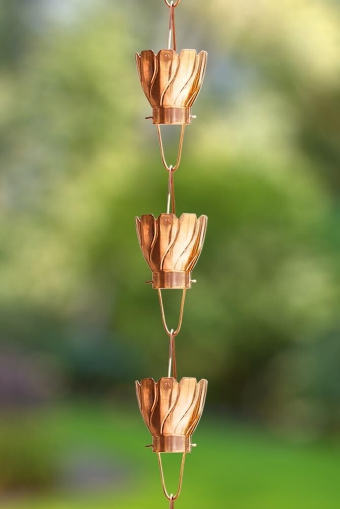 Elegant Pure Copper Rain Chain Extension - 3 Ft Gutter Downspout Replacement