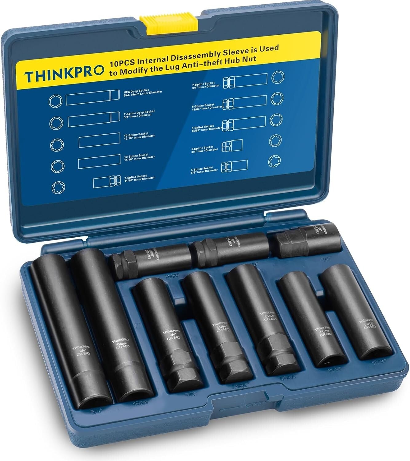 Versatile 10-Piece Lug Nut Extractor Kit - SAE & Metric Compatibility for Wheels