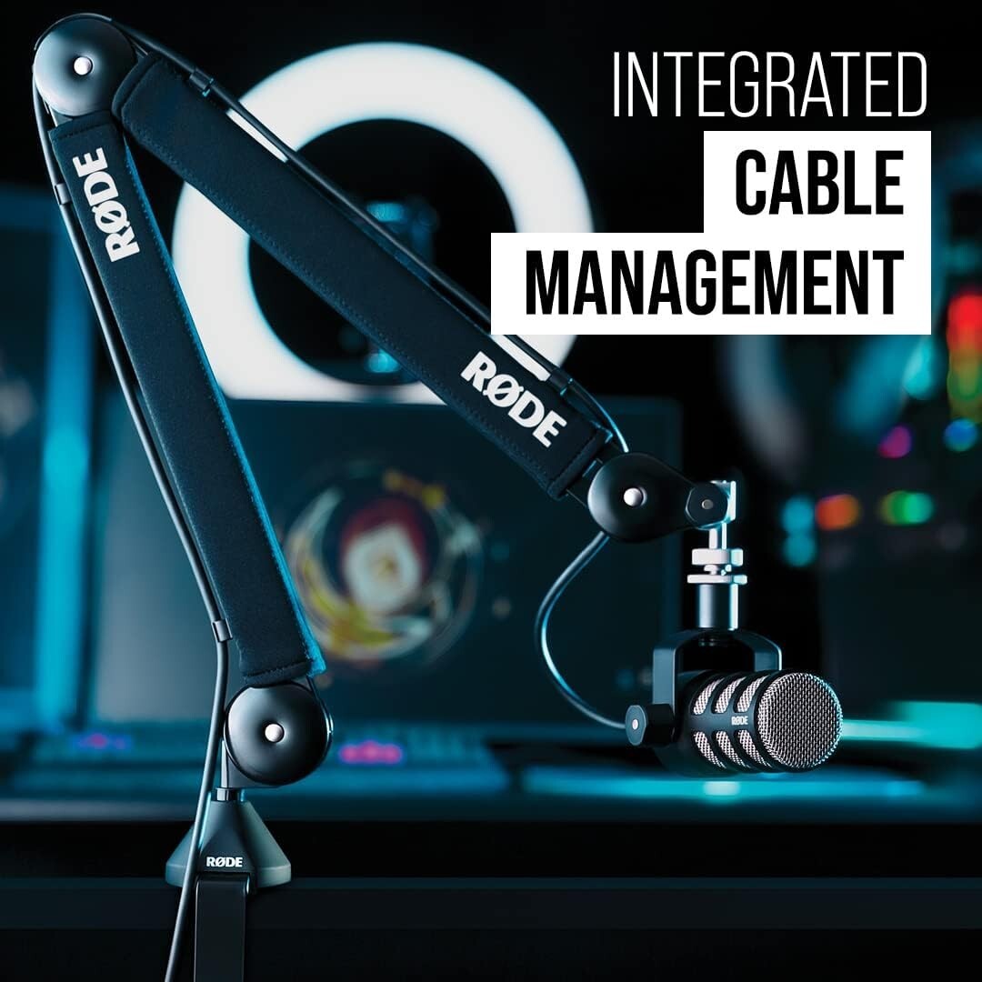 360-Degree Rotation Broadcast Mic Stand with Damped Springs and Cable Management