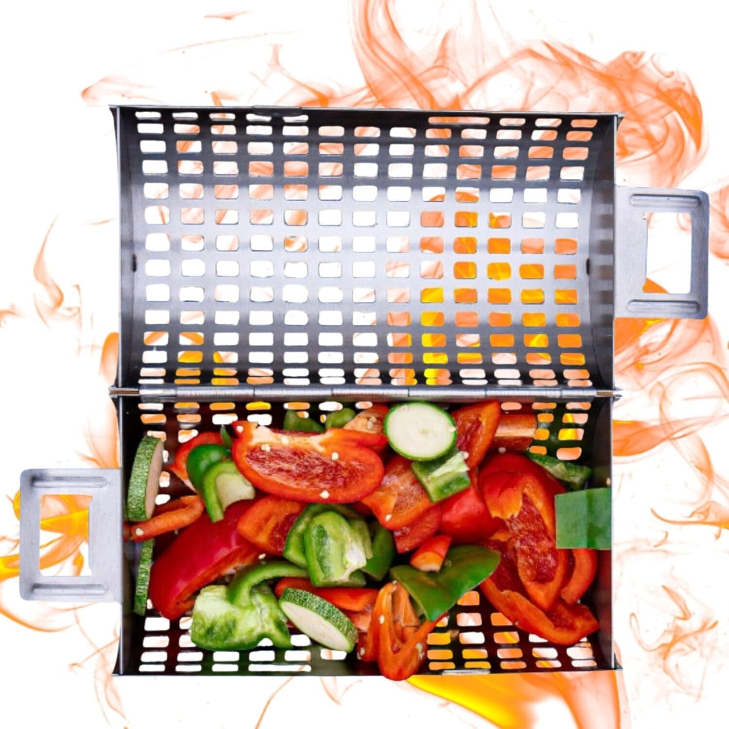 Effortless Grilling: Large Capacity Stainless Steel Basket with Snap-Lid Design