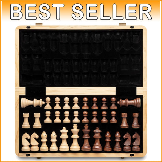15-Inch Chess Set with 3-Inch King & Magnetic Pieces - Ultimate Travel Companion