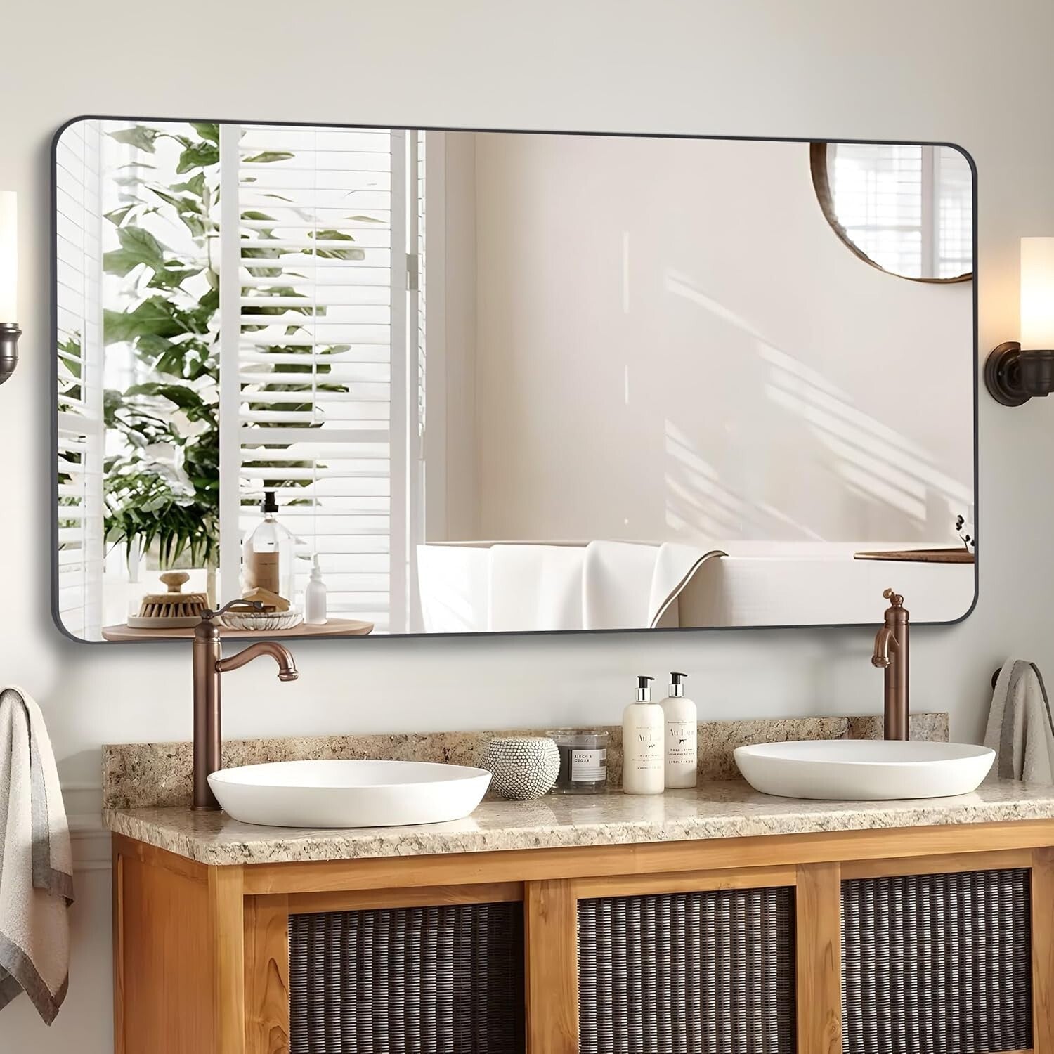 Modern 36" x 48" Decorative Mirror with Rustproof Frame - Perfect for Any Room