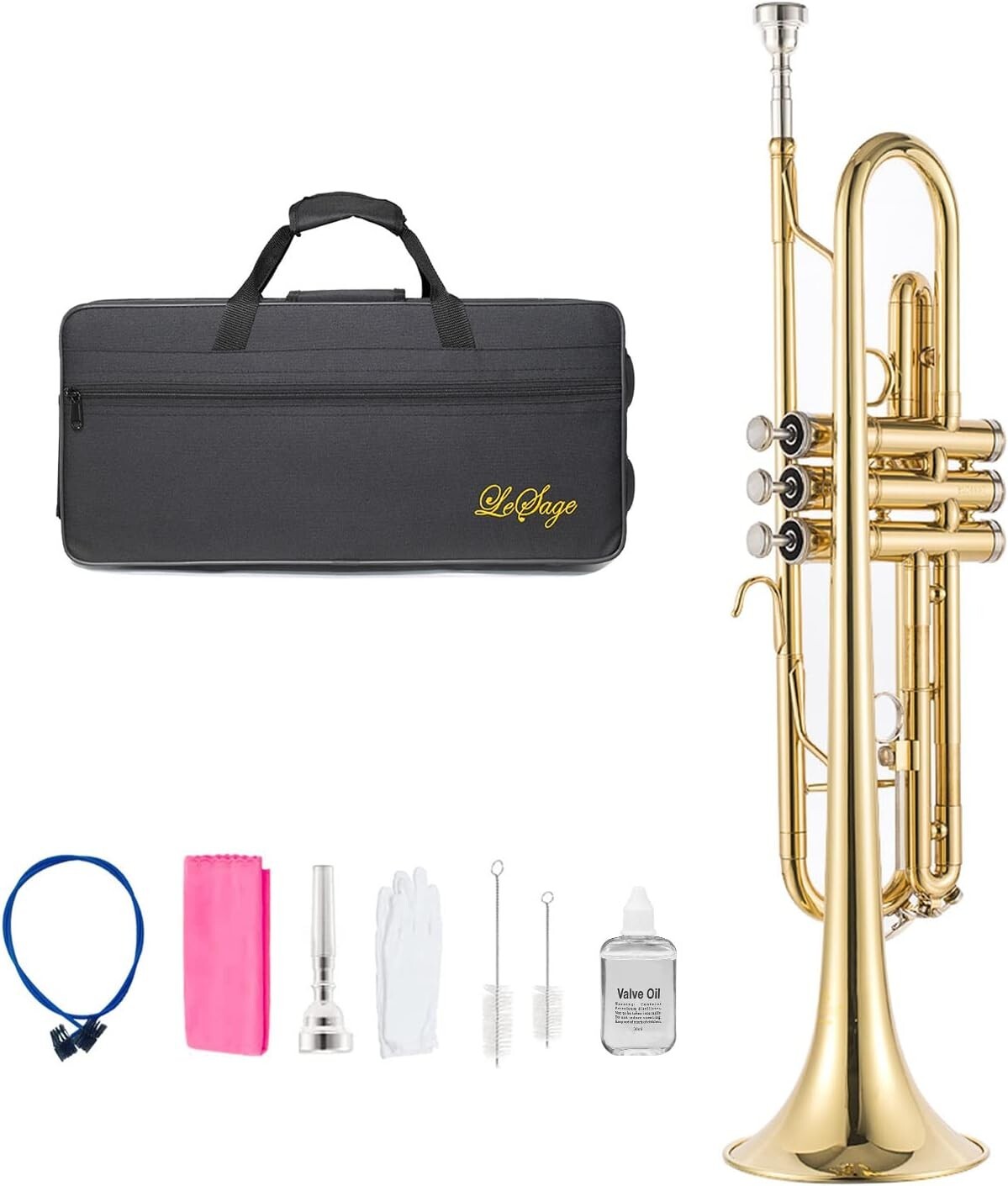 Lightweight Gold Bb Trumpet with 7C Mouthpiece - Ideal for Music Students