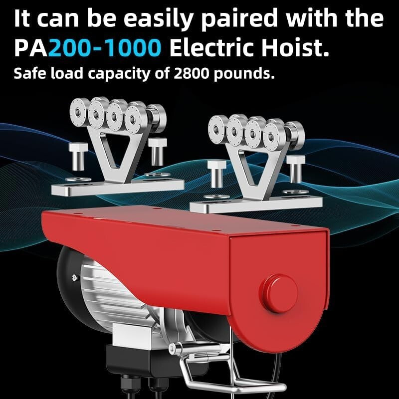 Heavy Duty 8 Wheel Roller Trolley - Easy Install for Electric Hoist Applications