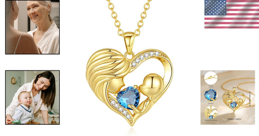 Sterling Silver Love Heart Pendant Necklace with Blue Topaz - Ideal Gift for Mom