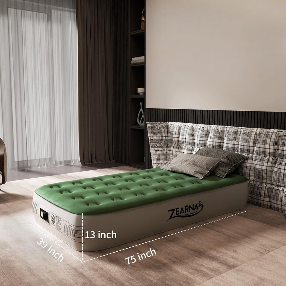 Portable Blow Up Mattress with Slip-Resistant Base - Ideal for Camping & Guests