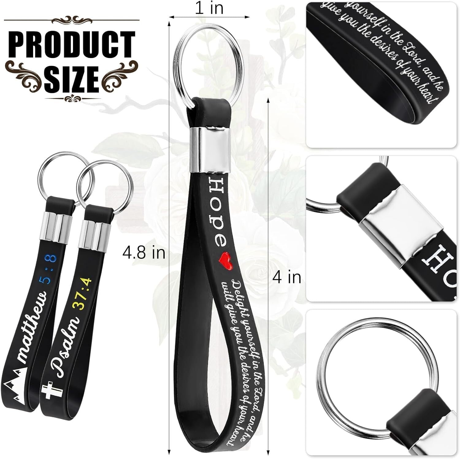 Soft Silicone Bible Verse Keychains - 24 Pack Inspirational Gift for Fathers Day