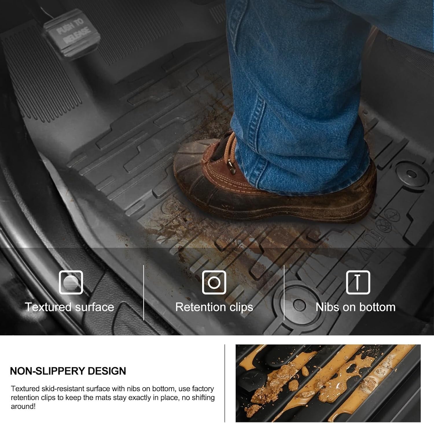 Rugged TPE Floor Mats with Lifetime Warranty for 2016-2021 Jeep Grand Cherokee