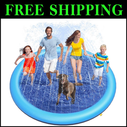 Large 86in Dog Pool Splash Pad - Adjustable Height and Dog-Friendly Design