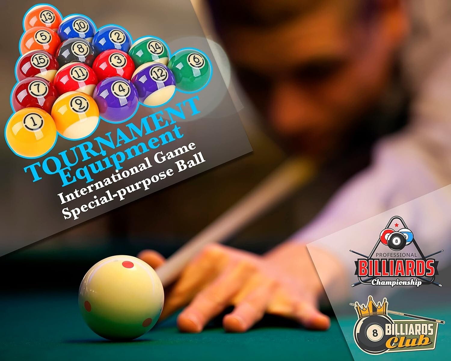 Tournament Grade Billiard Balls Set - 16 Poly-Resin Pool Balls for Professionals