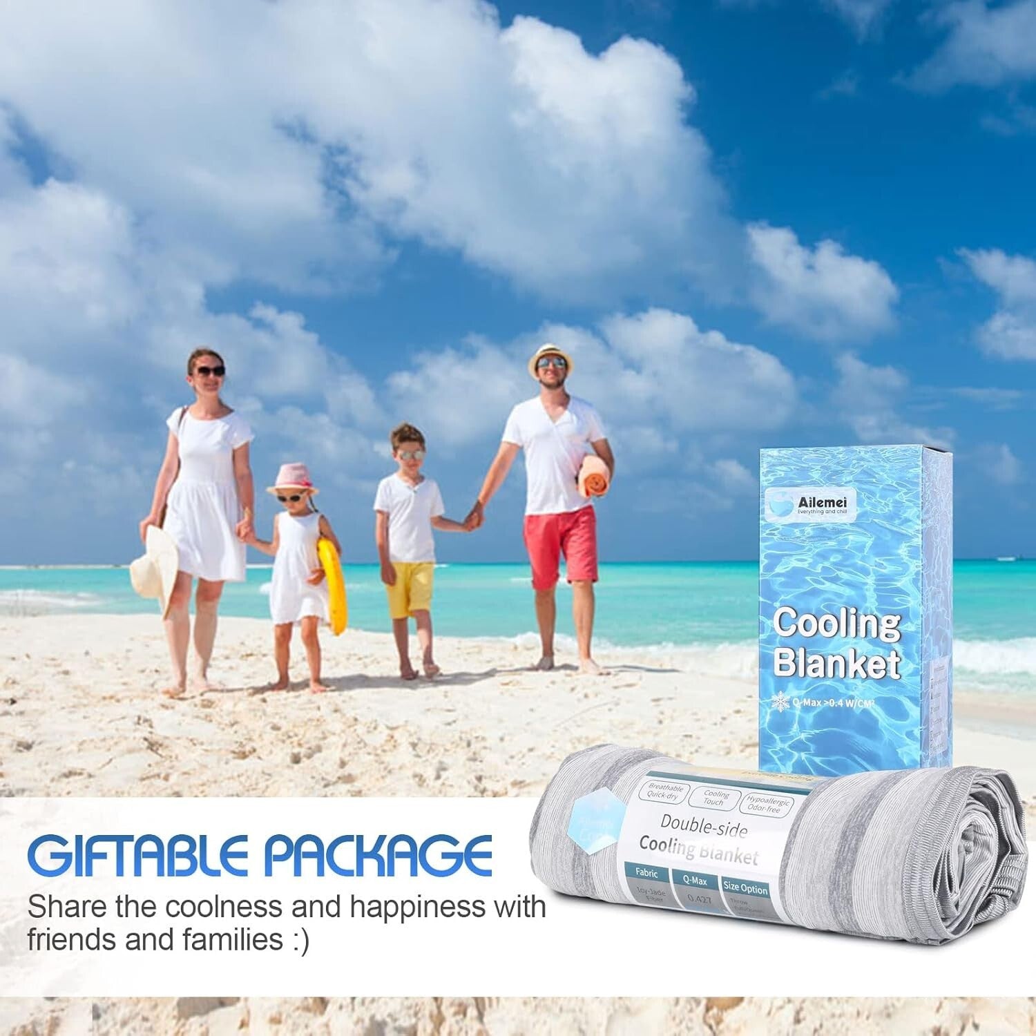 Lightweight 90"x90" Cooling Blanket for Night Sweats - Ideal for Summer Comfort