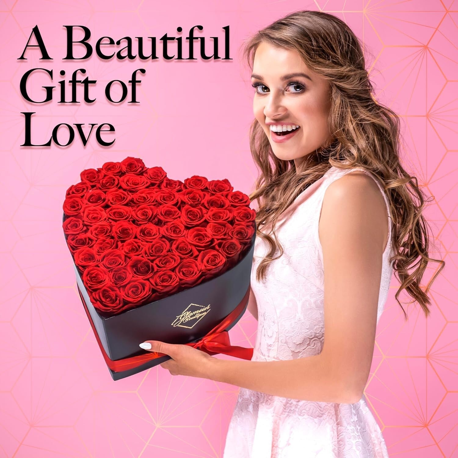 Eternal Love - 50 Preserved Roses in Beautiful Heart Box, No Maintenance