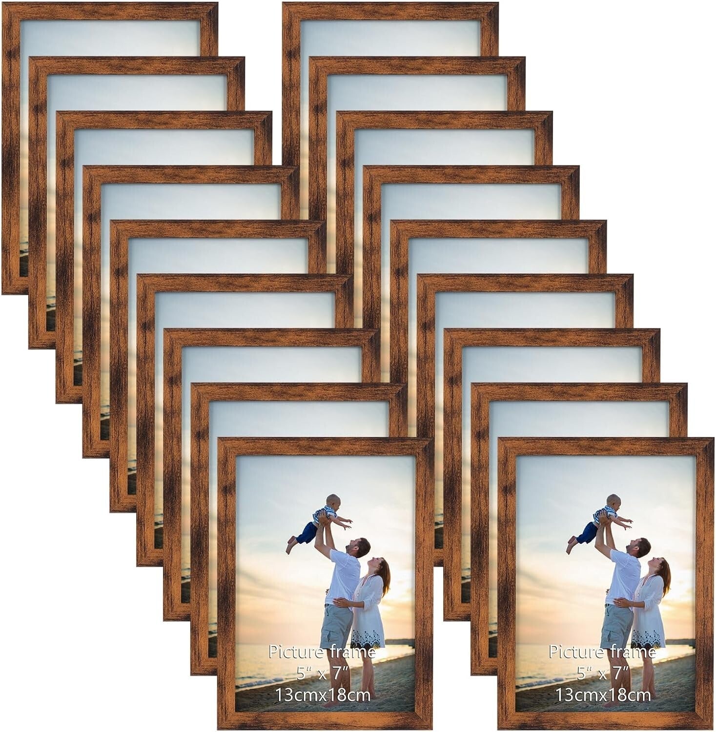 Affordable 18-Pack Rustic Brown Frames for Wall Art and Family Photos