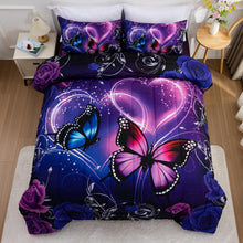 Load image into Gallery viewer, Galaxy 6pc Twin Comforter Set: Dreamy 3D Butterfly Print in Purple &amp; Blue