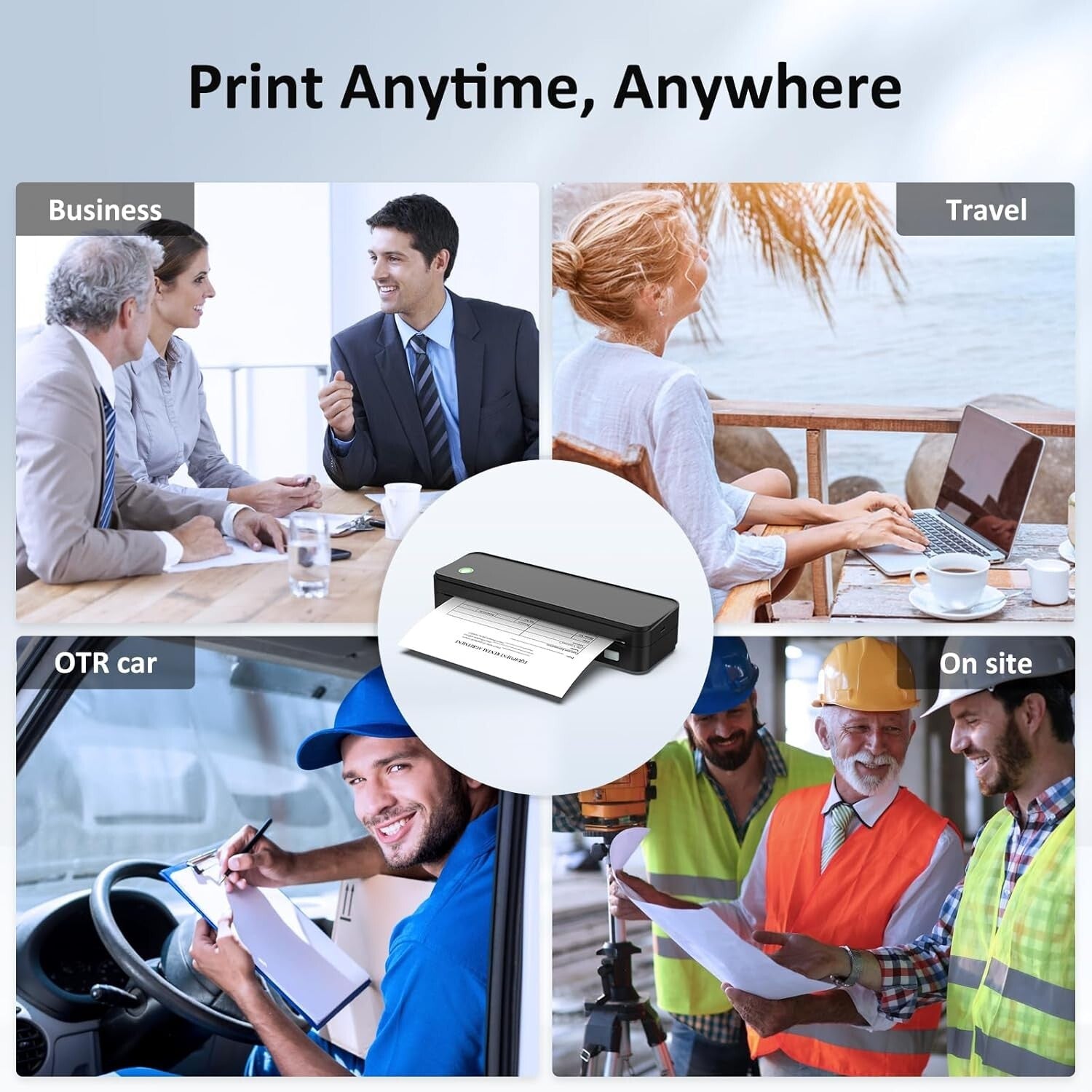 Wireless Inkless Portable Printer for Travel - Bluetooth & Carry Case Included