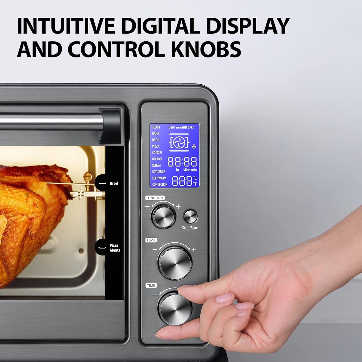 Elegant 1500W Toaster Oven with LCD Display - 25L Versatility & Convenience