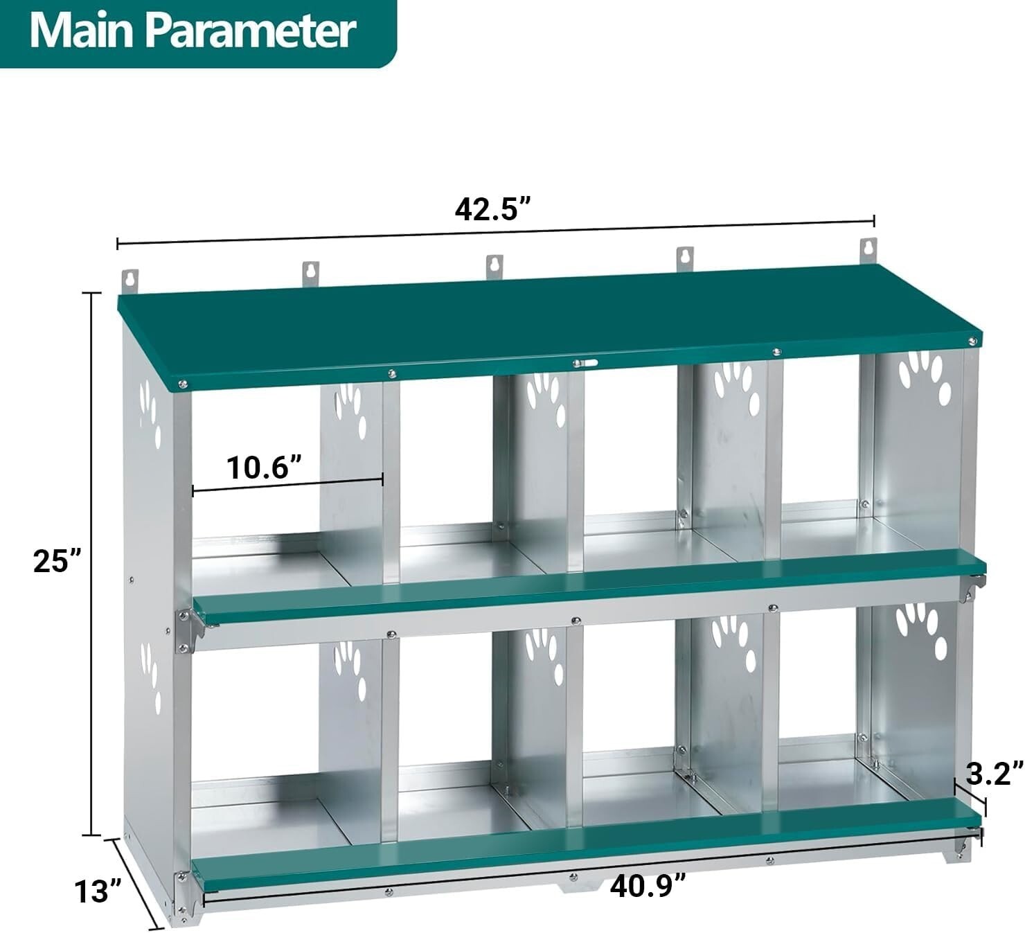 Spacious 8 Compartment Chicken Nesting Box - Ideal for Comfortable Egg Laying