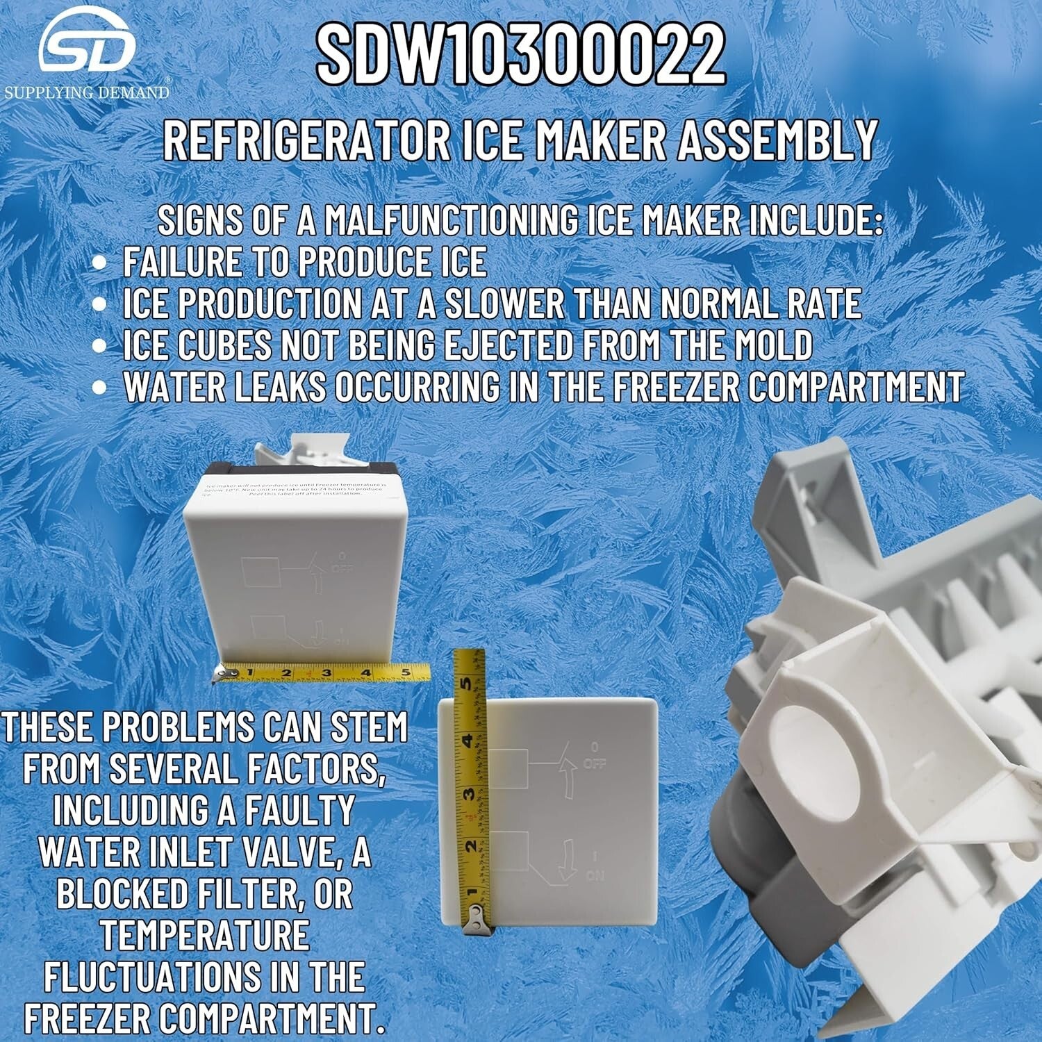 Efficient Ice Maker Replacement - W10300022, 11x4.5 inch for Side-by-Side Use