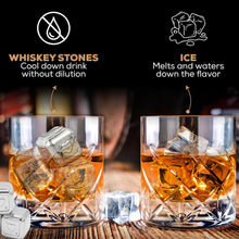 Load image into Gallery viewer, Whisky Glass Set with Stainless Steel Stones and Coasters - Ideal Romantic Gift
