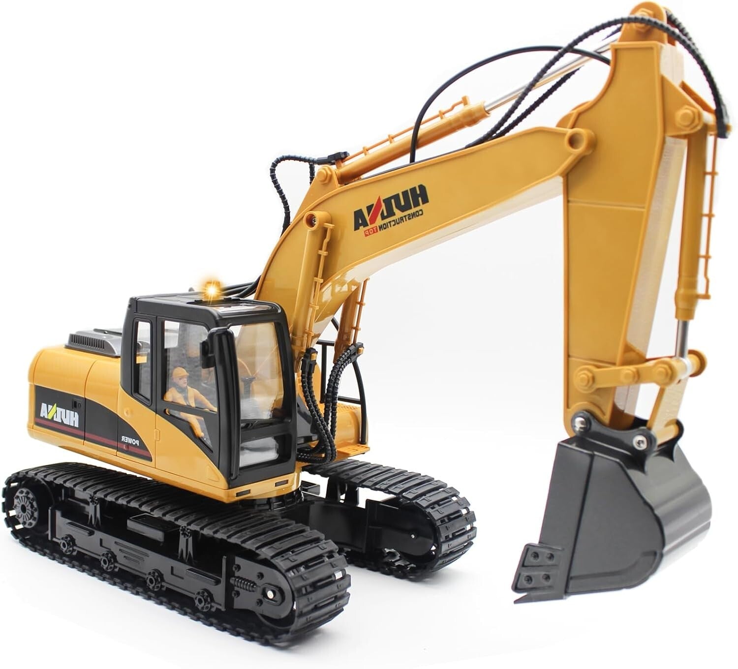 15 Channel Remote Control Excavator Toy - Full Function Digger with Metal Shovel
