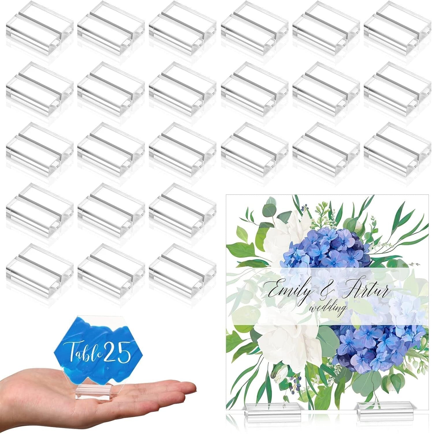 Elegant Acrylic Table Stands - 100 Pack of 1.2 Inch Card Holders for Weddings