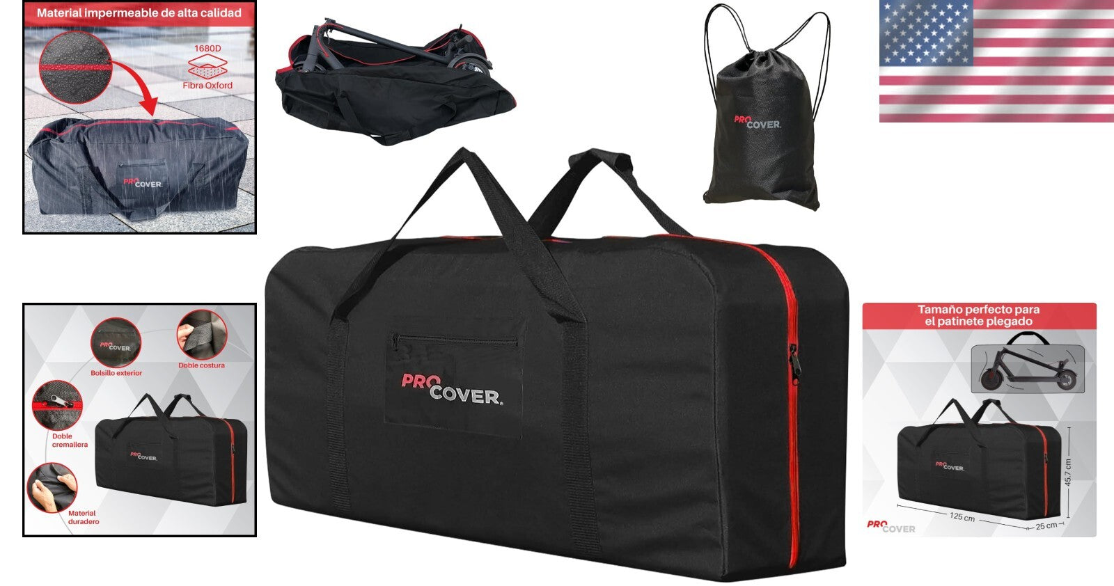 Large Electric Scooter Carrying Bag with Adjustable Backpack - Ideal for Travel