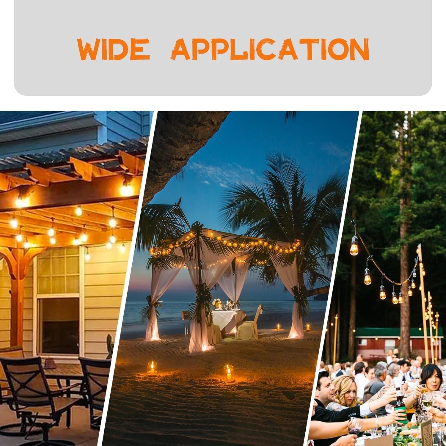 Durable Outdoor 48-Pack S14 Warm White LED String Light Bulbs - 25,000 Hour Life