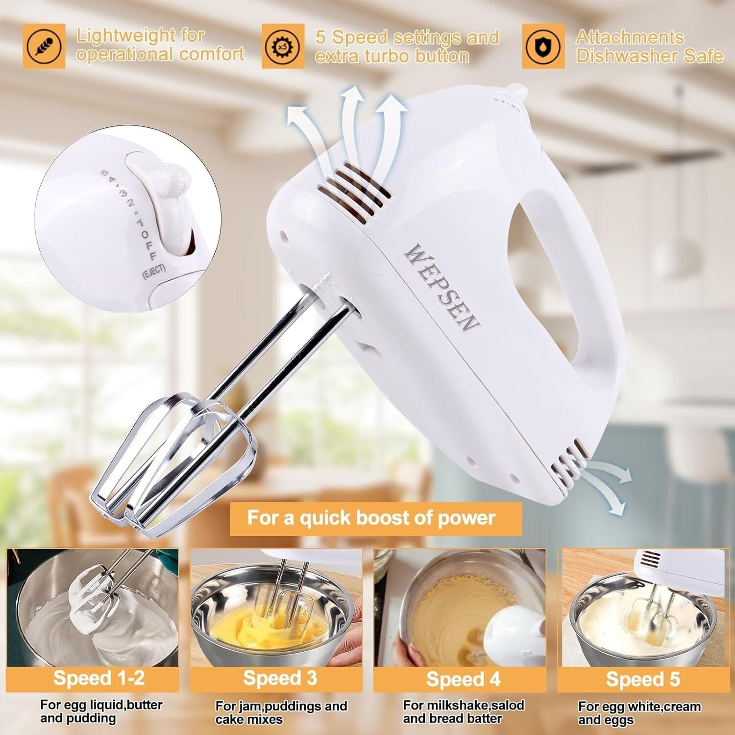 All-in-One Kitchen Mixing Set: 5-Speed Hand Mixer with Stainless Steel Bowls