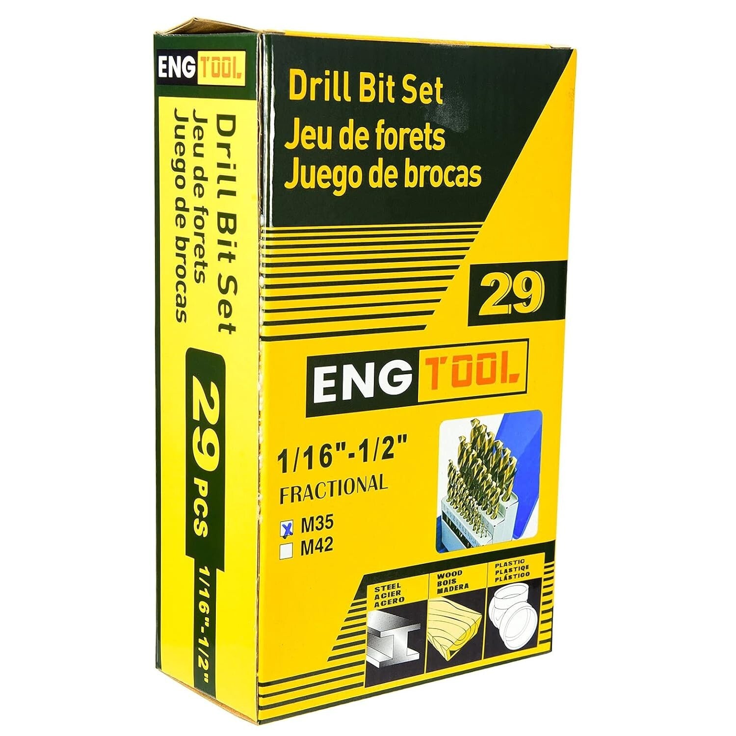 29-Piece Cobalt HSS M35 Drill Bit Set - Precision Gold Finish for Professionals