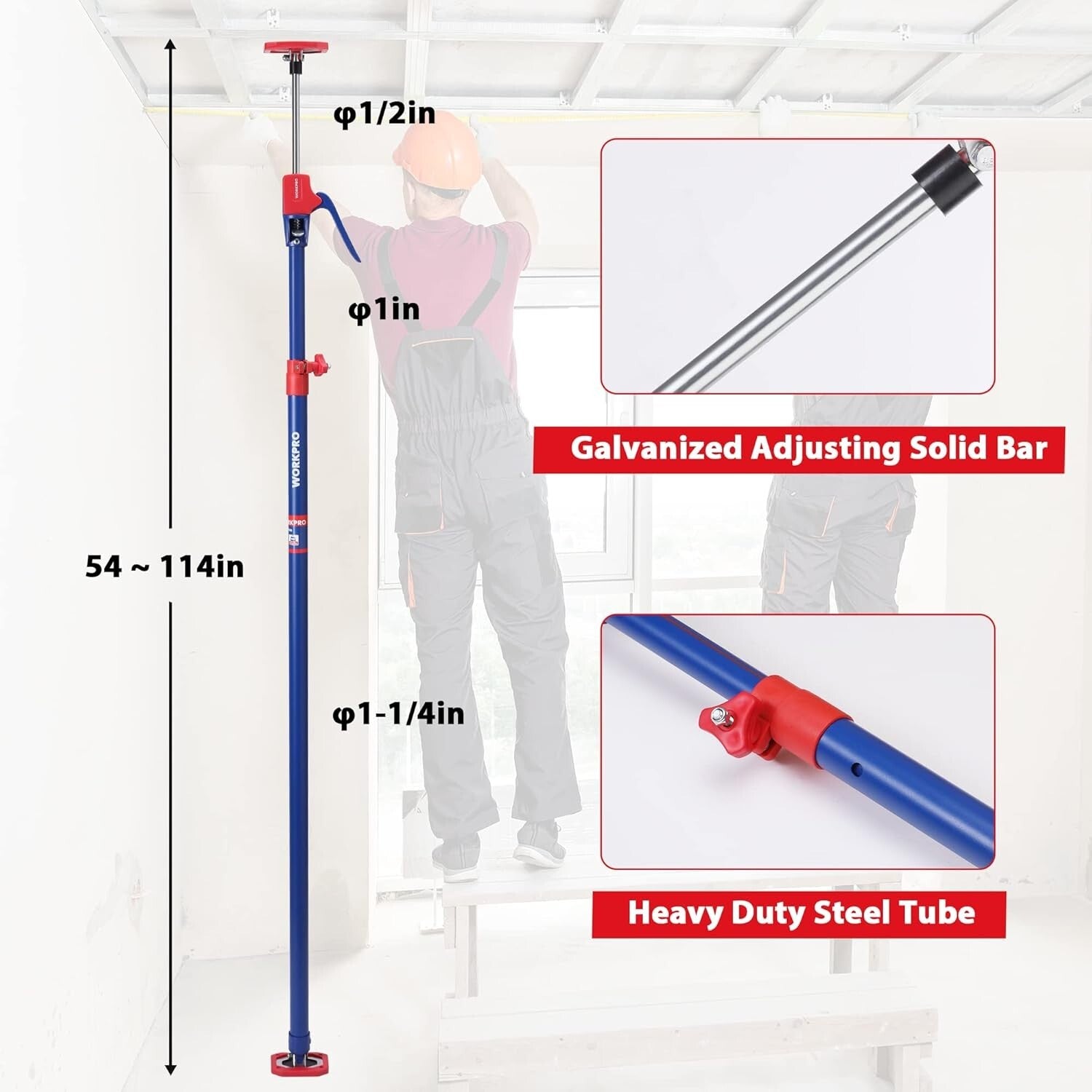 Heavy Duty 3rd Hand Support System with Rotating Head - Adjustable 54-114"