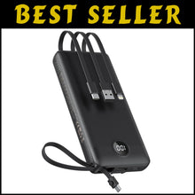 Load image into Gallery viewer, Airline Approved 20000mAh Power Bank with Built-in Cables for iPhone &amp; Android