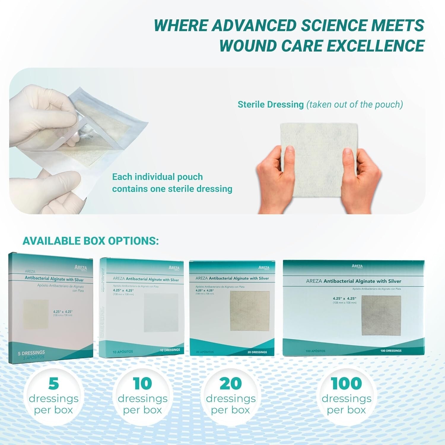 Individually Packaged Silver Alginate Wound Dressings - 20 Count, 4.25" x 4.25"