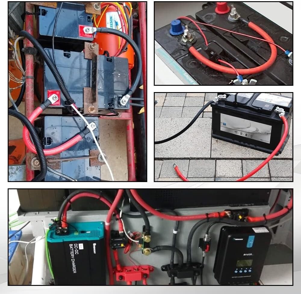 Essential 2 AWG Battery Cables - 5FT Pure Copper for Solar, RV, and Marine Needs