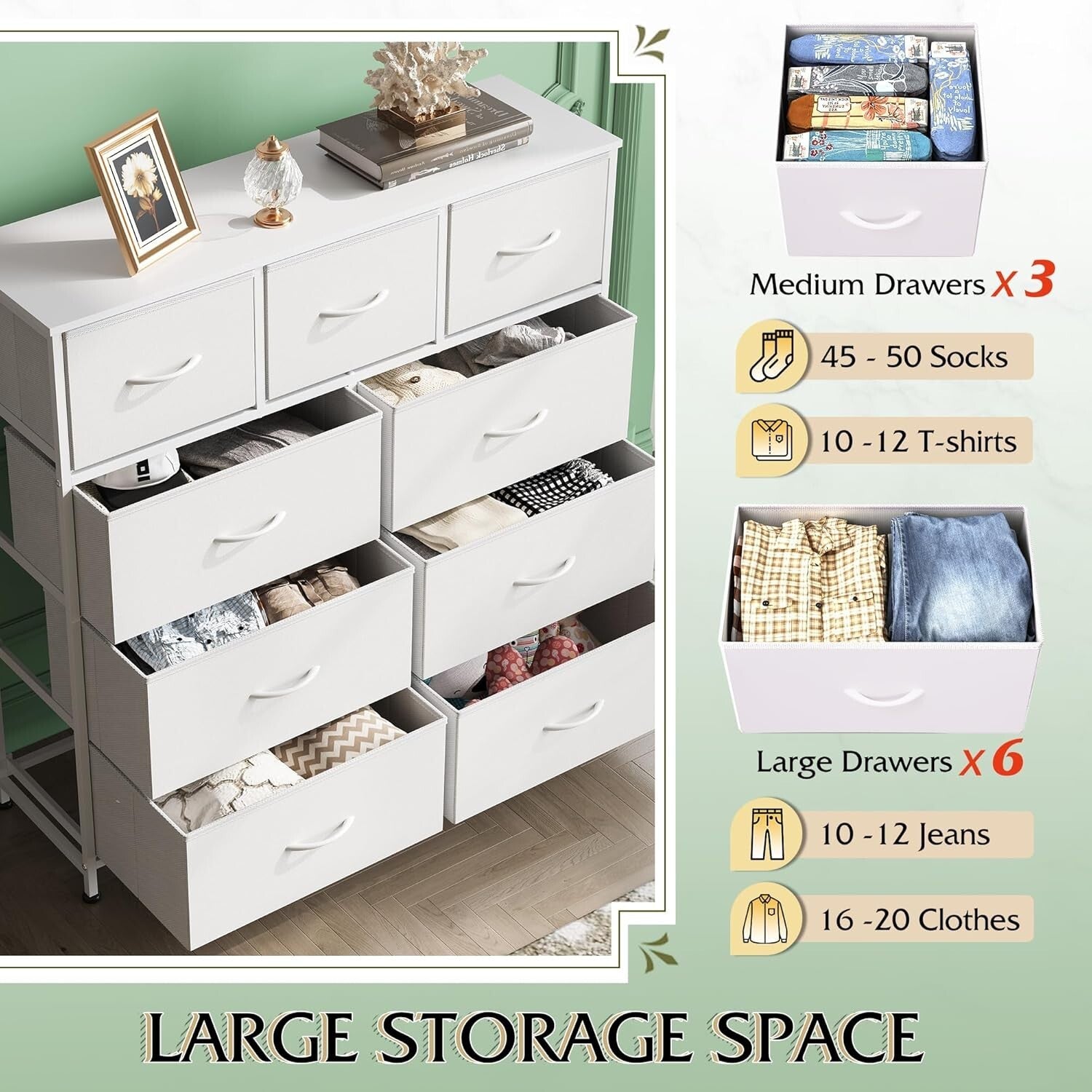 Stylish Freestanding 9-Drawer Storage Tower - Functional Design for Every Space