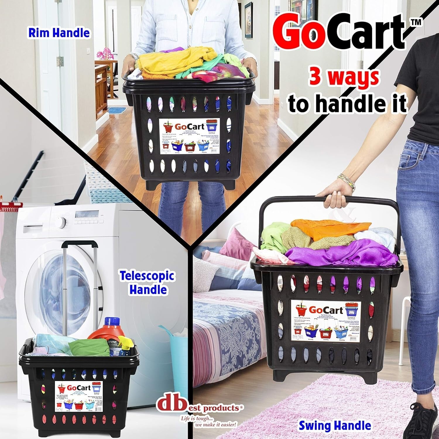 GoCart Utility Rolling Basket: 100 Pounds Capacity for Effortless Transport