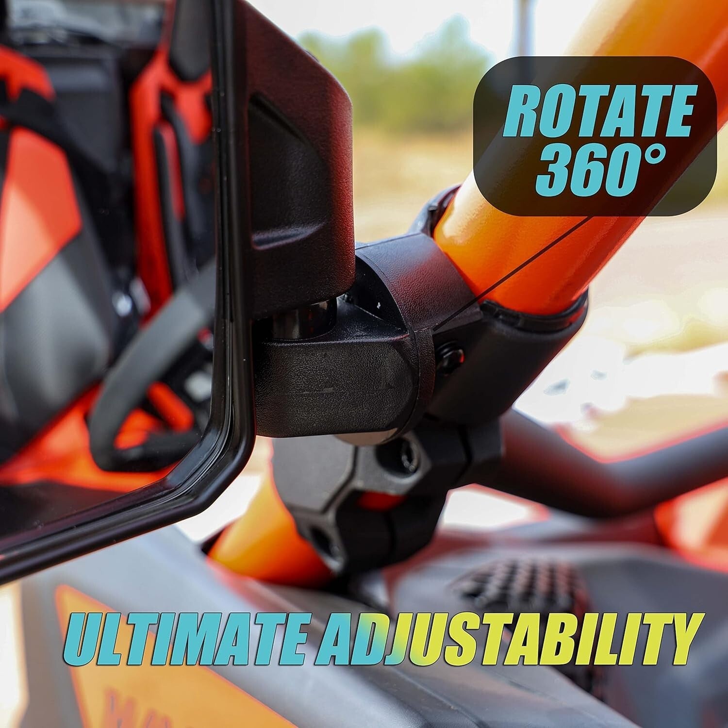 Universal UTV Side Mirror Kit - Adjustable, Breakaway, Fits 1.6"-2" Bars