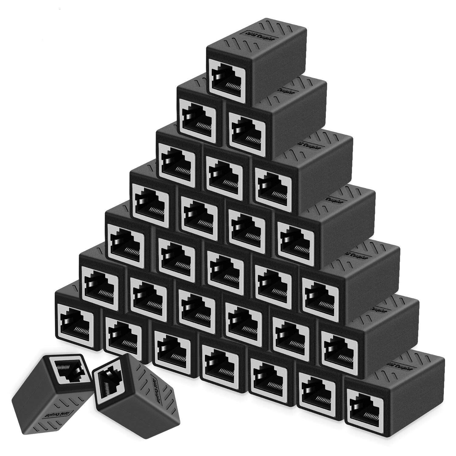 30-Pack Shielded RJ45 Cat7/Cat6 Female Couplers - Reliable Ethernet Connectivity