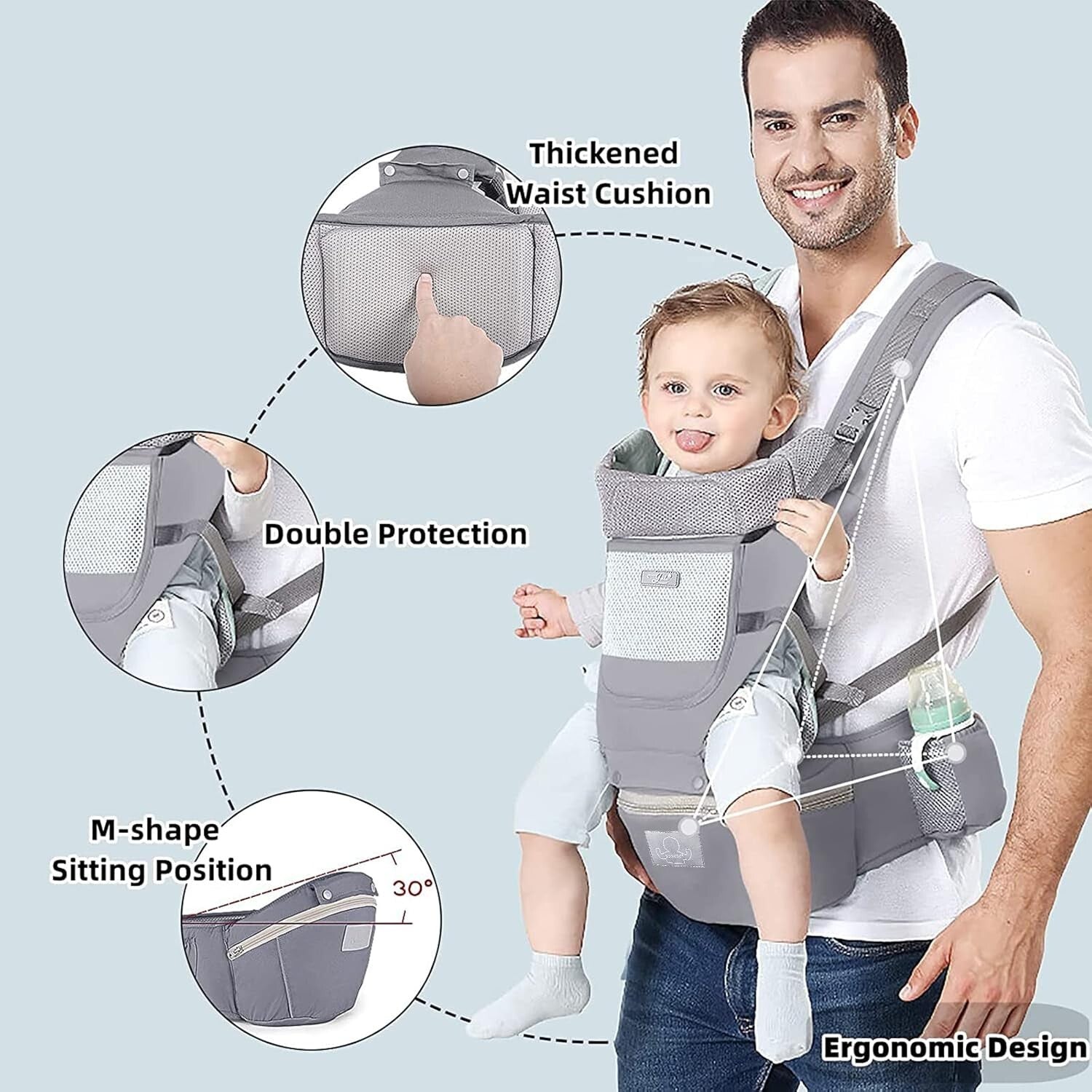 Adjustable Hip Seat Baby Carrier for Infants & Toddlers - Lightweight and Safe