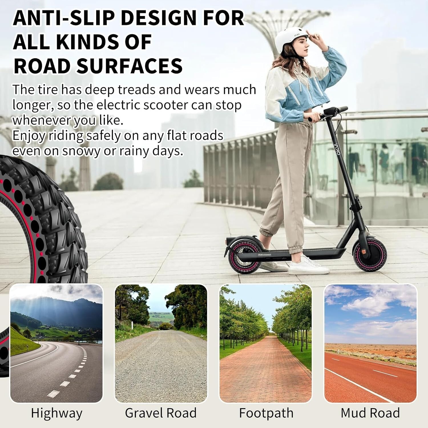 Year-Round 2PCS 10x2.5 Solid Tires for Electric Scooters - Puncture Resistant