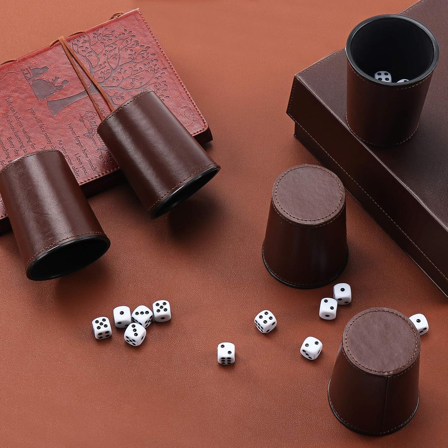 Ultimate Leather Dice Cup & Dice Collection: Elegant Case for Travel & Storage