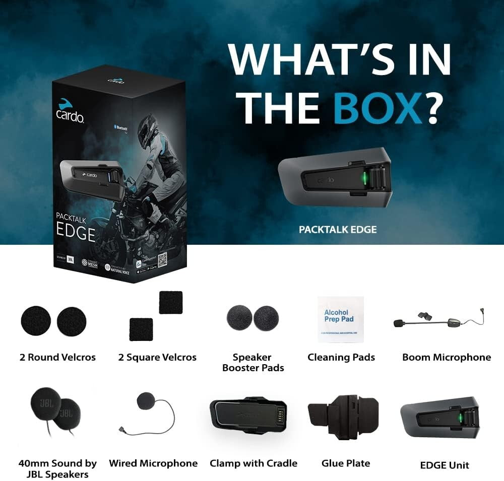 PACKTALK Edge Bluetooth Motorcycle Headset with Noise Cancellation & FM Radio