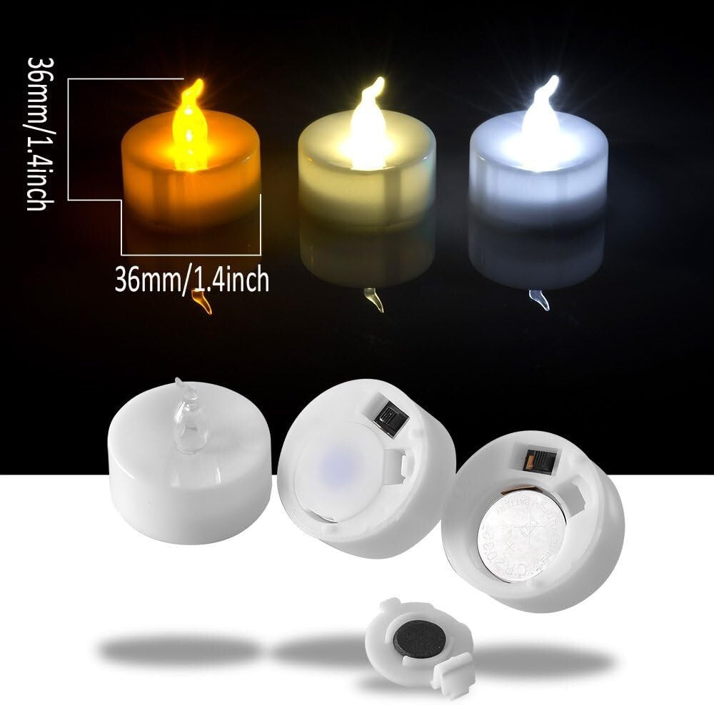 100 LED No-Flicker Tealight Candles - Cool White for Wedding & Home Decor