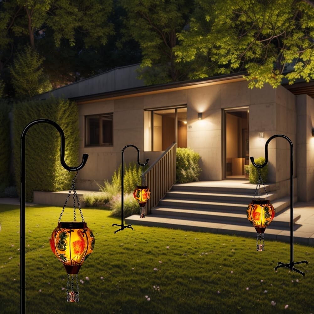 Flamingo Hot Air Balloon Solar Light with Flickering Flame - Outdoor Lantern