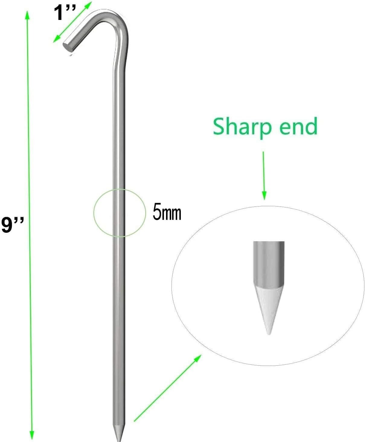 Rust-Resistant 9-Inch Galvanized Tent Pegs - Perfect for Camping & Gardening
