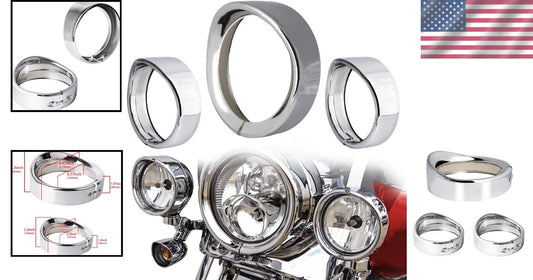 Chrome Motorcycle Headlight and Fog Light Trim Ring Kit for Harley Enthusiasts