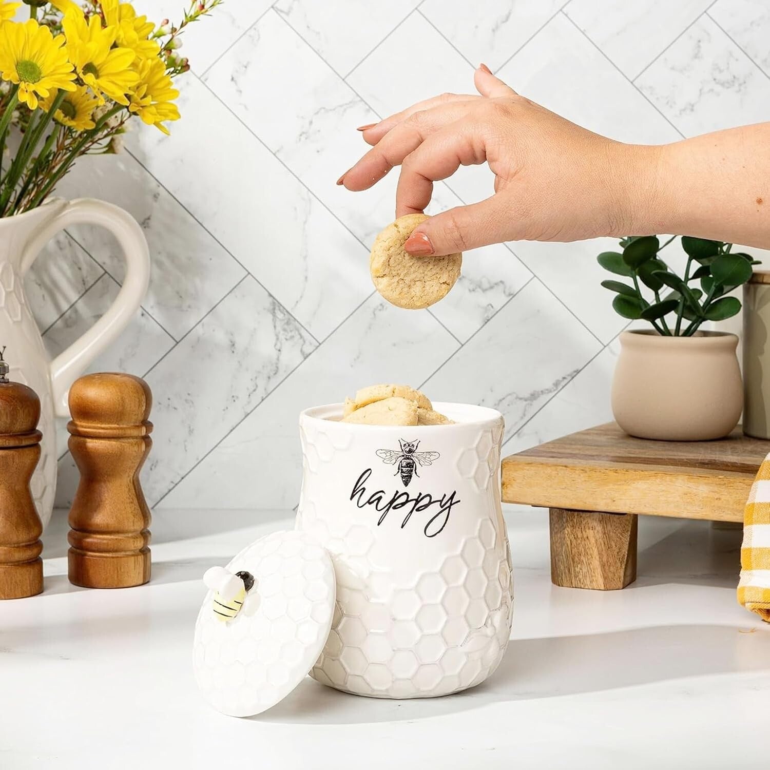 Ceramic Blessing Jar with 36 Cards - Inspirational Home Decor for Gratitude