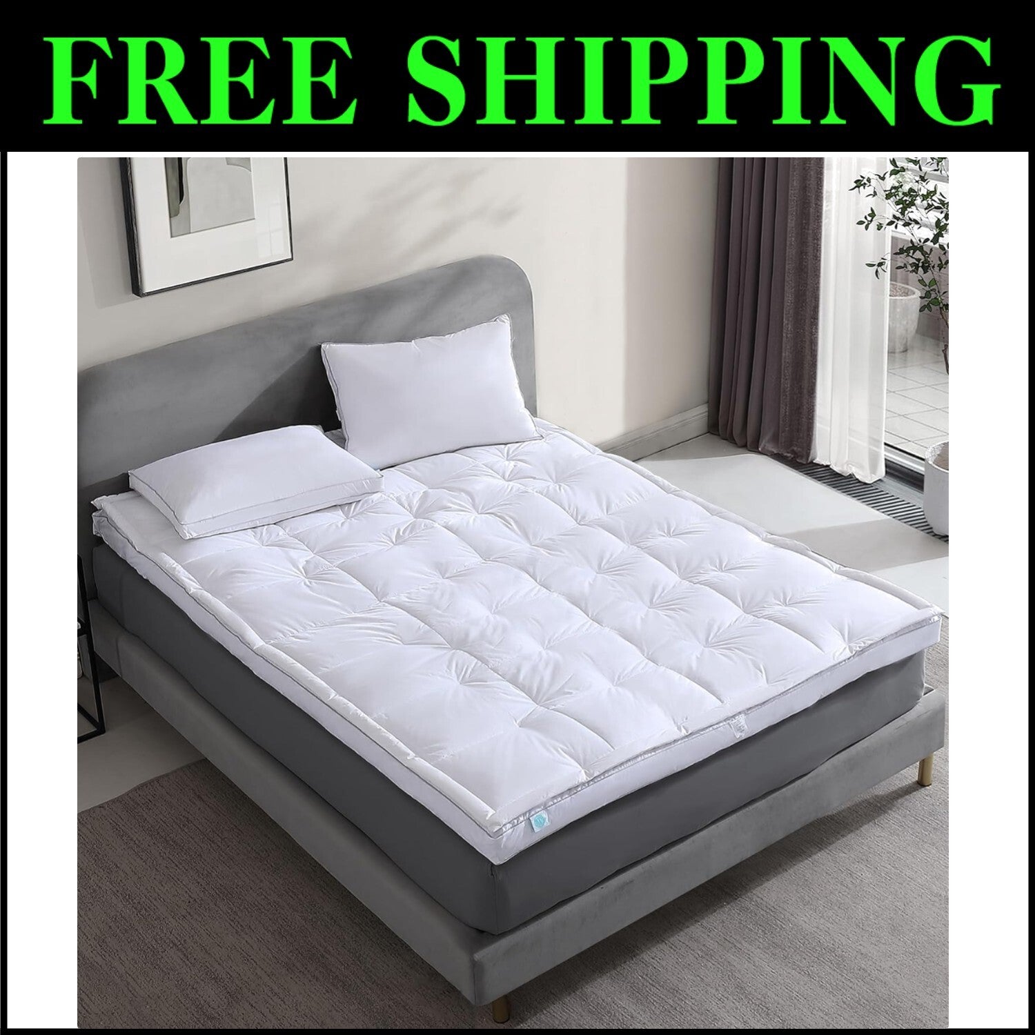 Luxurious 3-Inch King Feather Topper with Cotton Fabric - All-Season Comfort