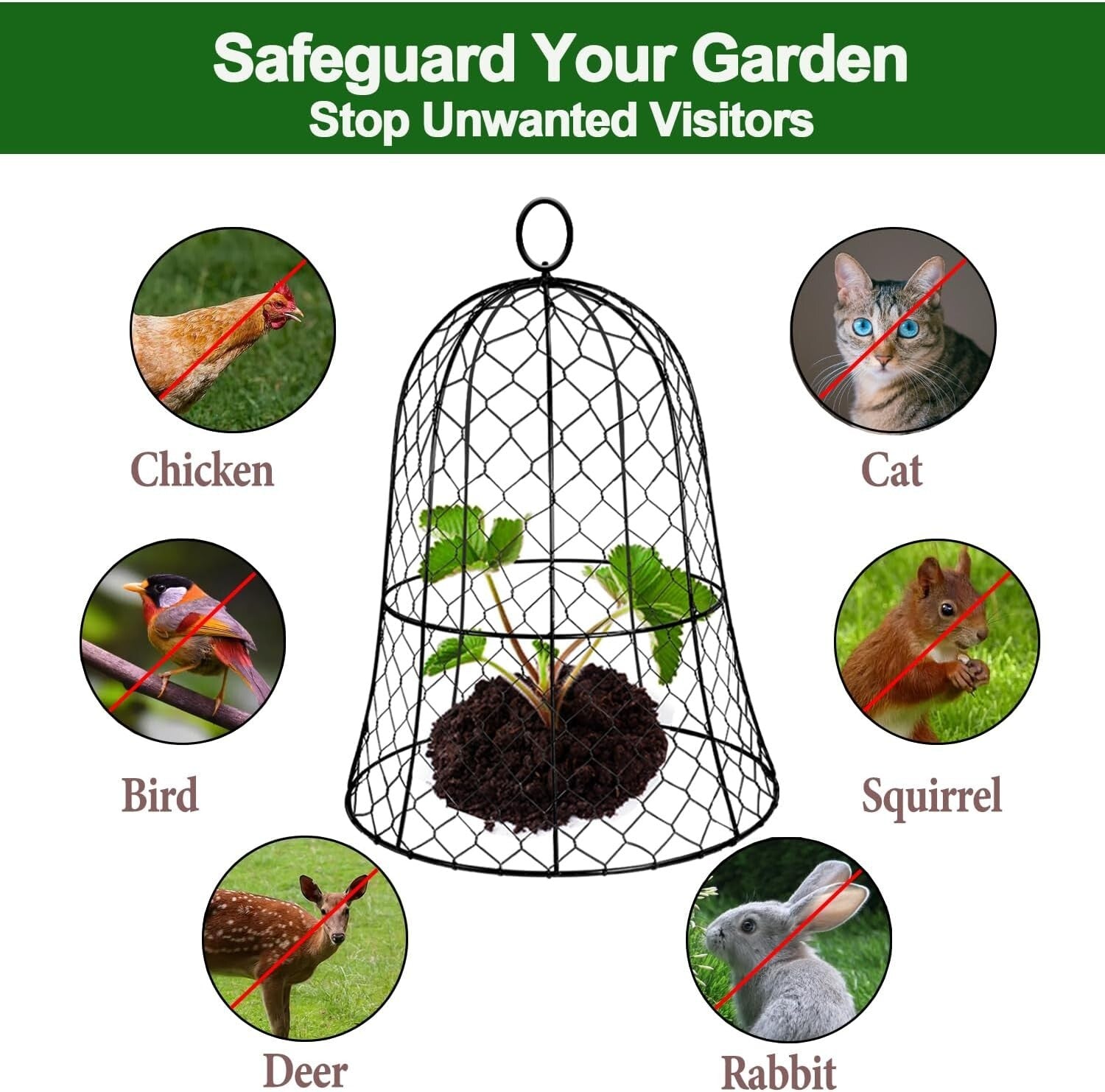 Durable 6-Pack Plant Protectors - 13" Diameter Garden Cloches Against Pests